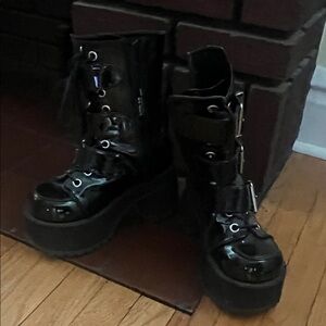 Demonia Black Patent Platform Boots